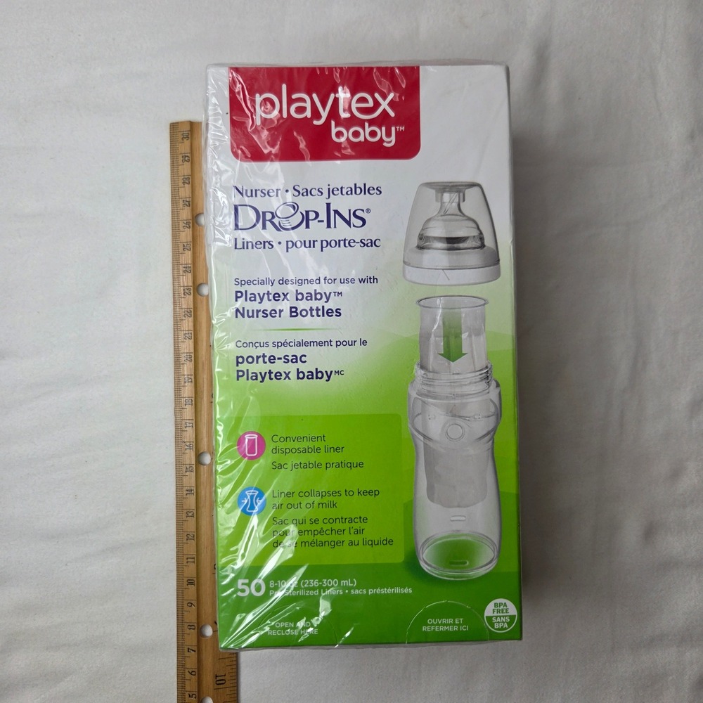 Playtex Baby Nurser Bottle Drop-Ins Liners 8-10oz 50 Ct Pre-Sterilized BPA Free